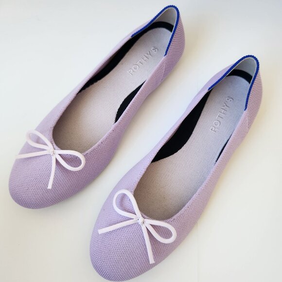 Rothys Lavender Bellflower Ballet Flats Knit Bow Soft Comfy Cute Coquette 9.5 - Picture 1 of 9